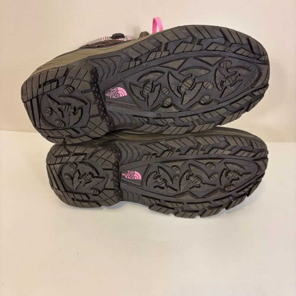 The‎ North Face Brown Suede Insulated Winter Boots with Pink Laces US 6